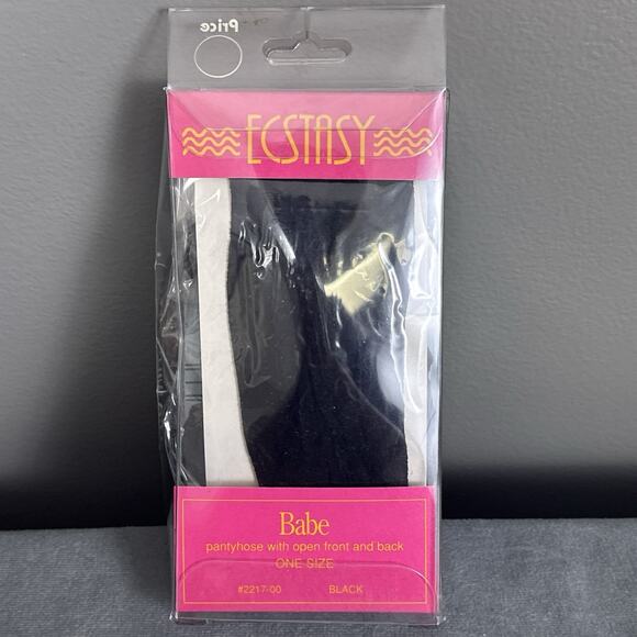 Vintage Doc Johnson Pantyhose With Open Front and Back One Size Black New Babe - Picture 3 of 8